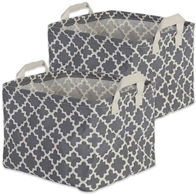 DII Laundry Storage Collection, PE Coated Collapsible Bin with Handles, Gray Lattice, Small Set, 9x12x8 DII Laundry Storage Collection, PE Coated Collapsible Bin with Handles, Gray Lattice, Small Set, 9x12x8