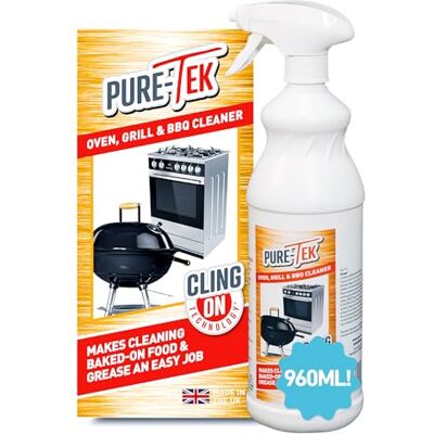 Pure Oven Cleaner Heavy Duty Spray 960ml BBQ Cleaner Spray for Cleaning Barbecue Grills & Grates, Fan Ovens, Glass Doors & Air Fryers Cuts Through Baked-On Food & Grease Pure Oven Cleaner Heavy Duty Spray 960ml BBQ Cleaner Spray for Cleaning Barbecue Grills & Grates, Fan Ovens, Glass Doors & Air Fryers Cuts Through Baked-On Food & Grease