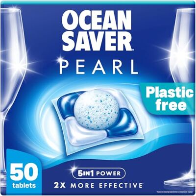 OceanSaver Pearl 5-in-1 Power Eco-Friendly Dishwasher Tablets Pack of 50 All-in-One Non-Toxic & Plastic Free Dish Washing Tablets for Sustainable Cleaning 2x More Effective Cleaning OceanSaver Pearl 5-in-1 Power Eco-Friendly Dishwasher Tablets Pack of 50 All-in-One Non-Toxic & Plastic Free Dish Washing Tablets for Sustainable Cleaning 2x More Effective Cleaning