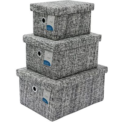 JVL Urban Set of 3 Storage Baskets - Medium Grey - Storage Baskets JVL Urban Set of 3 Storage Baskets - Medium Grey - Storage Baskets