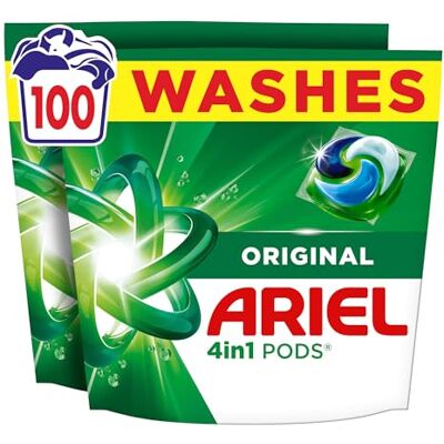 Fairy Ariel 4in1 PODS®, Washing Liquid Laundry Detergent Capsules, 100ct 100 Washes, Original, Stain & Odour Removal in 1 Wash, Great Even in Cold & Short Fairy Ariel 4in1 PODS®, Washing Liquid Laundry Detergent Capsules, 100ct 100 Washes, Original, Stain & Odour Removal in 1 Wash, Great Even in Cold & Short