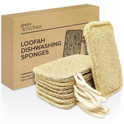 joeji's Kitchen Pack of 8 Natural Eco Dishwasher Sponges Sustainable Plastic Free & Biodegradable Loofah Sponge with Hanging String to Dry joeji's Kitchen Pack of 8 Natural Eco Dishwasher Sponges Sustainable Plastic Free & Biodegradable Loofah Sponge with Hanging String to Dry