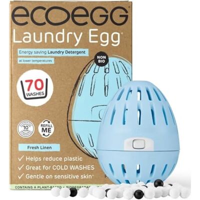 Ecoegg Laundry Egg, 70 Washes Non-Bio Laundry Detergent for Sensitive Skin Fresh Linen Refillable Ecoegg Laundry Egg, 70 Washes Non-Bio Laundry Detergent for Sensitive Skin Fresh Linen Refillable