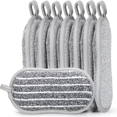 Euqvunn 8 Pack Sponges Washing Up Dual-Sided, Kitchen Cleaning Sponge Non-Scratch, Long-Lasting Scouring Pads Cleaning Products for Kitchen and Bathroom, 9.5 * 16cm(Grey) Euqvunn 8 Pack Sponges Washing Up Dual-Sided, Kitchen Cleaning Sponge Non-Scratch, Long-Lasting Scouring Pads Cleaning Products for Kitchen and Bathroom, 9.5 * 16cm(Grey)