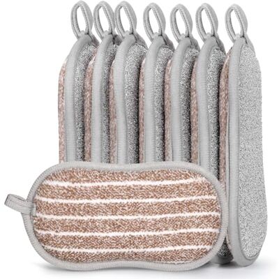 Euqvunn 8 Pack Sponges Washing Up Dual-Sided, Kitchen Cleaning Sponge Non-Scratch, Long-Lasting Scouring Pads Cleaning Products for Kitchen and Bathroom, 9.5 * 16cm(Brown) Euqvunn 8 Pack Sponges Washing Up Dual-Sided, Kitchen Cleaning Sponge Non-Scratch, Long-Lasting Scouring Pads Cleaning Products for Kitchen and Bathroom, 9.5 * 16cm(Brown)