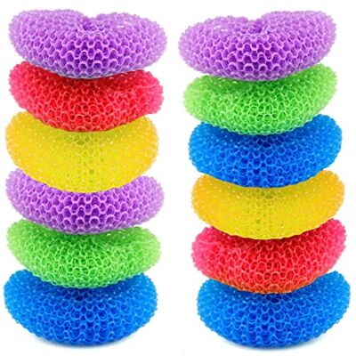 IDEA HOME D.RECT Plastic Scourer 12 Pieces Scraper Sponge Pot Cleaner IDEA HOME D.RECT Plastic Scourer 12 Pieces Scraper Sponge Pot Cleaner