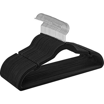 SONGMICS Velvet Hangers, Pack 30 Coat Hangers for Clothes, Non-Slip, with Shoulder Notches, Trouser Bar, 360?Swivel Hook, Space-Saving, 0.6 cm Thick, 43 cm Long, Ink Black CRF029B03 SONGMICS Velvet Hangers, Pack 30 Coat Hangers for Clothes, Non-Slip, with Shoulder Notches, Trouser Bar, 360?Swivel Hook, Space-Saving, 0.6 cm Thick, 43 cm Long, Ink Black CRF029B03