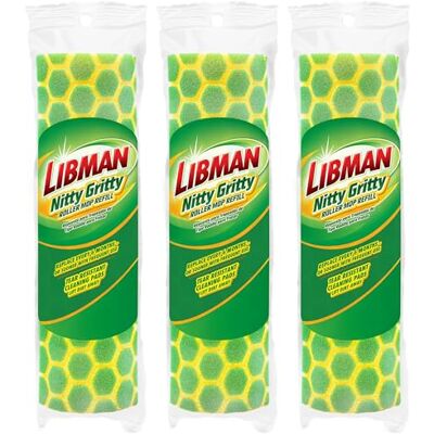 LIBMAN COMMERCIAL Libman Mop Refills, Green, Yellow, Pack of 3 LIBMAN COMMERCIAL Libman Mop Refills, Green, Yellow, Pack of 3