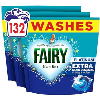Fairy Non Bio Platinum Washing Pods Extra Stain Removal (44ctx3) 132ct Fairy Non Bio Platinum Washing Pods Extra Stain Removal (44ctx3) 132ct
