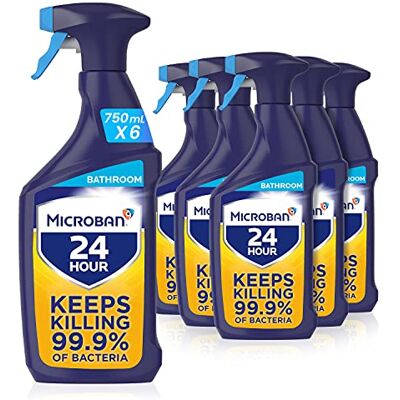 Microban 24 Antibacterial Bathroom Surface Cleaner Spray, Citrus, 4.5 Litres (750 ml x 6) Microban 24 Antibacterial Bathroom Surface Cleaner Spray, Citrus, 4.5 Litres (750 ml x 6)
