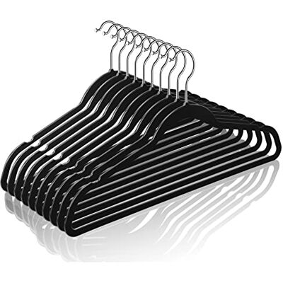TIMMY Thin Plastic Hangers,Black Clothes Hangers 50 Pack Pants Hangers Chrome Hooks Heavy Duty Hangers, Space Saving Non Felt Adult Slimline Coat Hangers for Closet TIMMY Thin Plastic Hangers,Black Clothes Hangers 50 Pack Pants Hangers Chrome Hooks Heavy Duty Hangers, Space Saving Non Felt Adult Slimline Coat Hangers for Closet