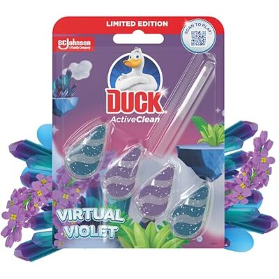 DUCK Active Clean Toilet Rim Block, Foaming Toilet Bowl Cleaner, Long-lasting Fragrance, Virtual Voilet, Pack of 8 (8 x 38.6g) DUCK Active Clean Toilet Rim Block, Foaming Toilet Bowl Cleaner, Long-lasting Fragrance, Virtual Voilet, Pack of 8 (8 x 38.6g)