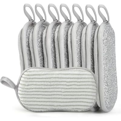 Euqvunn 8 Pack Sponges Washing Up Dual-Sided, Kitchen Cleaning Sponge Non-Scratch, Long-Lasting Scouring Pads Cleaning Products for Kitchen and Bathroom, 9.5 * 16cm(White) Euqvunn 8 Pack Sponges Washing Up Dual-Sided, Kitchen Cleaning Sponge Non-Scratch, Long-Lasting Scouring Pads Cleaning Products for Kitchen and Bathroom, 9.5 * 16cm(White)