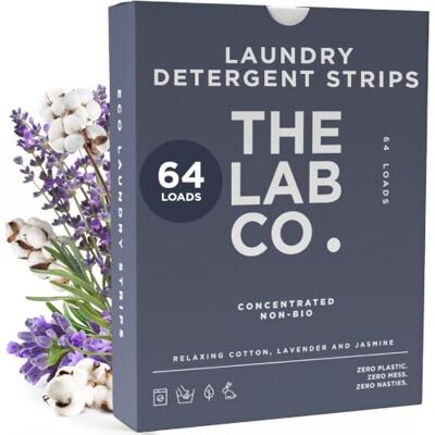The Lab Co. Laundry Detergent Strips Washing Sheets Eco Ultra-Concentrated Non-Bio for Sensitive Skin Non-Toxic Fragrance EDC-Free Lab-Tested Relaxing Cotton Lavender Jasmine 64 Loads The Lab Co. Laundry Detergent Strips Washing Sheets Eco Ultra-Concentrated Non-Bio for Sensitive Skin Non-Toxic Fragrance EDC-Free Lab-Tested Relaxing Cotton Lavender Jasmine 64 Loads