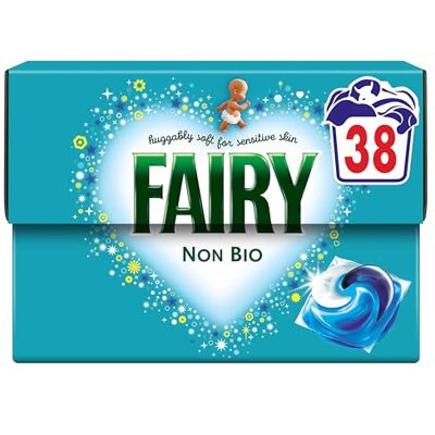 Fairy Non Bio Washing Liquid Pods, 38ct Voted No1 for Sensitive Skin, 38 Washes Fairy Non Bio Washing Liquid Pods, 38ct Voted No1 for Sensitive Skin, 38 Washes