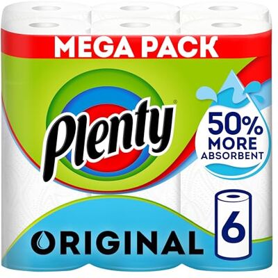 PLENTY Kitchen Roll, 6 Rolls, 2-Ply Tissue Kitchen Towel, Kitchen Tissue PLENTY Kitchen Roll, 6 Rolls, 2-Ply Tissue Kitchen Towel, Kitchen Tissue