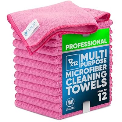 Microfiber Wholesale 12" x 12" MW Pro Multi-Surface Microfiber Cleaning Cloths Pink 12 Pack Premium Microfiber Towels for Cleaning Glass, Kitchens, Bathrooms, Automotive, Supplies & Products Microfiber Wholesale 12" x 12" MW Pro Multi-Surface Microfiber Cleaning Cloths Pink 12 Pack Premium Microfiber Towels for Cleaning Glass, Kitchens, Bathrooms, Automotive, Supplies & Products