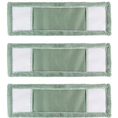 JVL Microfibre Mop Replacement Cleaning Pads – Machine Washable Reusable Refill Heads for Flat Floor Mop – Green (Pack of 3) JVL Microfibre Mop Replacement Cleaning Pads – Machine Washable Reusable Refill Heads for Flat Floor Mop – Green (Pack of 3)