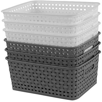 Idomy 6-Pack Plastic Storage Baskets/Bins, Rectangle Idomy 6-Pack Plastic Storage Baskets/Bins, Rectangle