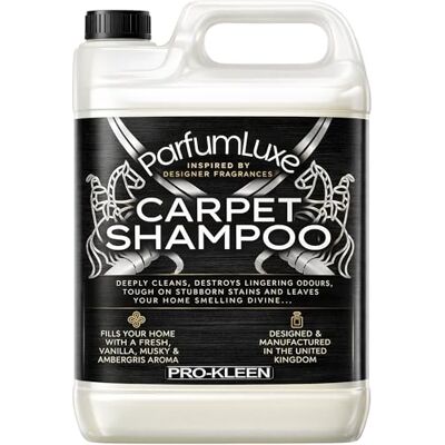 Pro-Kleen Parfum Luxe Carpet Shampoo Deeply Cleans, Removes Stains, Deodorises Inspired by Designer Fragrance Leaves a Long-Lasting Fresh, Vanilla, Musky & Ambergris Aroma (5, litres) Pro-Kleen Parfum Luxe Carpet Shampoo Deeply Cleans, Removes Stains, Deodorises Inspired by Designer Fragrance Leaves a Long-Lasting Fresh, Vanilla, Musky & Ambergris Aroma (5, litres)