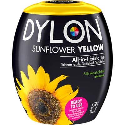 Dylon Washing Machine Fabric Dye Pod for Clothes & Soft Furnishings, 350g – Sunflower Yellow Dylon Washing Machine Fabric Dye Pod for Clothes & Soft Furnishings, 350g – Sunflower Yellow