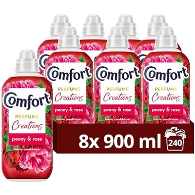 Comfort Creations Peony & Rose Fabric Conditioner with Stay Fresh technology for 100 days of freshness + fragrance* 8x 900 ml (240 washes) Comfort Creations Peony & Rose Fabric Conditioner with Stay Fresh technology for 100 days of freshness + fragrance* 8x 900 ml (240 washes)