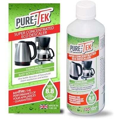 Pure Kettle Descaler Liquid, Coffee Machine Limescale Remover, Makes Up to 8.8L Descaling Solution, Works with Nespresso Descaling, Baby Steriliser, Steam Iron Cleaner, Citric Acid Descaler, 500ml Pure Kettle Descaler Liquid, Coffee Machine Limescale Remover, Makes Up to 8.8L Descaling Solution, Works with Nespresso Descaling, Baby Steriliser, Steam Iron Cleaner, Citric Acid Descaler, 500ml