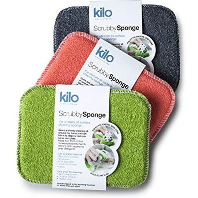 Kilo Scrubby Non-Scratch Scourer Sponge with Absorbent Core, Double Sided Scouring Pad, Multi-Purpose, Set of 3 Kilo Scrubby Non-Scratch Scourer Sponge with Absorbent Core, Double Sided Scouring Pad, Multi-Purpose, Set of 3