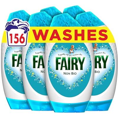 Fairy Non Bio Laundry Detergent Gel, 156 Washes (6 x 858 ml), Voted Number 1 for Sensitive Skin Fairy Non Bio Laundry Detergent Gel, 156 Washes (6 x 858 ml), Voted Number 1 for Sensitive Skin