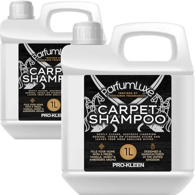 Pro-Kleen Parfum Luxe Carpet Shampoo Deeply Cleans, Removes Stains, Deodorises Inspired by Designer Fragrance Leaves a Long-Lasting Fresh, Vanilla, Musky & Ambergris Aroma (1 l (Pack of 2)) Pro-Kleen Parfum Luxe Carpet Shampoo Deeply Cleans, Removes Stains, Deodorises Inspired by Designer Fragrance Leaves a Long-Lasting Fresh, Vanilla, Musky & Ambergris Aroma (1 l (Pack of 2))