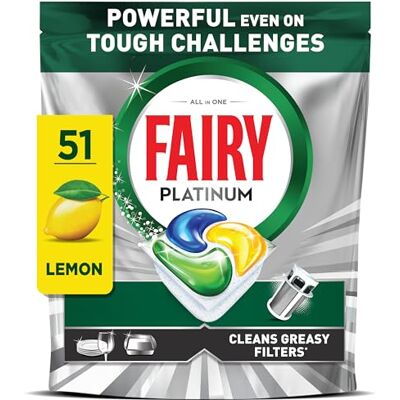 Fairy Platinum Dishwasher Tablets, Lemon, 51 Capsules Fairy Platinum Dishwasher Tablets, Lemon, 51 Capsules