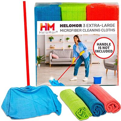 HELOMOR 3 Extra Large Floor Microfiber Cleaning Clothes, 30"x18" for Squeegee Mop, Multi-Purpose Color Rags, Reusable for House Floor Kitchen Car Window Highly Absorbent, Lint and Streak Free HELOMOR 3 Extra Large Floor Microfiber Cleaning Clothes, 30"x18" for Squeegee Mop, Multi-Purpose Color Rags, Reusable for House Floor Kitchen Car Window Highly Absorbent, Lint and Streak Free