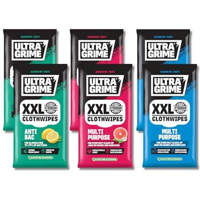 UltraGrime Household Clothwipes Bundle Multiuse Anti-Bac Cleaning Wipes Bulk Buy 6 packs of 20 Clothwipes 2 x Multiuse Pomelo, 2 x Multi-Purpose Original, 2 x Anti-Bac UltraGrime Household Clothwipes Bundle Multiuse Anti-Bac Cleaning Wipes Bulk Buy 6 packs of 20 Clothwipes 2 x Multiuse Pomelo, 2 x Multi-Purpose Original, 2 x Anti-Bac