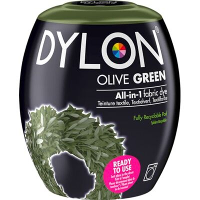 Dylon Washing Machine Fabric Dye Pod for Clothes & Soft Furnishings, 350g – Olive Green Dylon Washing Machine Fabric Dye Pod for Clothes & Soft Furnishings, 350g – Olive Green