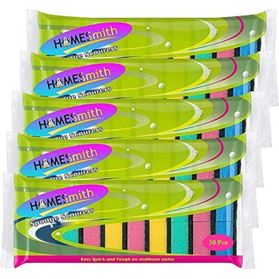 HomeSmith Pack of 50 Sponge Scourer Washing Up Colourful Sponges HomeSmith Pack of 50 Sponge Scourer Washing Up Colourful Sponges