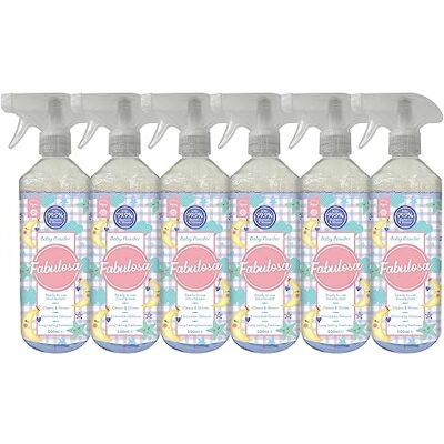 Fabulosa Antibacterial Disinfectant Spray, All Purpose Multi Surface Cleaner, 500ml, 6 pack, Bliss Baby Powder Fabulosa Antibacterial Disinfectant Spray, All Purpose Multi Surface Cleaner, 500ml, 6 pack, Bliss Baby Powder