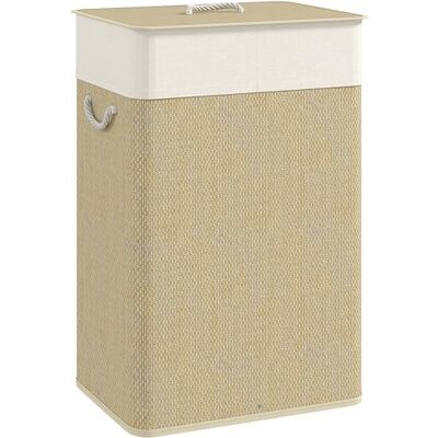 HOMCOM Bamboo Laundry Basket with Lid, 72L Laundry Hamper with Rope Handles, Washing Basket with Removable Washable Liner Bag for Bathroom, Bedroom, Nature Wood Finish HOMCOM Bamboo Laundry Basket with Lid, 72L Laundry Hamper with Rope Handles, Washing Basket with Removable Washable Liner Bag for Bathroom, Bedroom, Nature Wood Finish