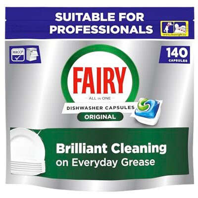 Fairy Professional All In One Dishwasher Tablets, 140 Washes, Powerful Grease-Cutting Action, Deep Cleaning, Shine, Machine Limescale Protection Fairy Professional All In One Dishwasher Tablets, 140 Washes, Powerful Grease-Cutting Action, Deep Cleaning, Shine, Machine Limescale Protection