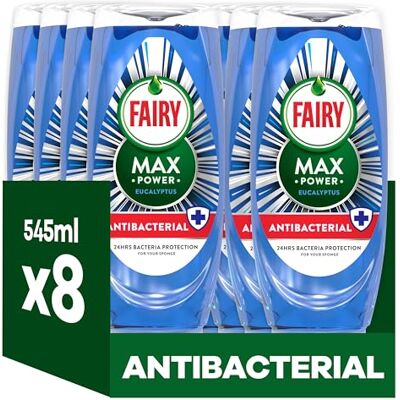 Fairy Max Power Washing Up Liquid Antibacterial 8 x 545ML, Easy & Effortless Cleaning, Even On Your Greasiest Pots & Pans Fairy Max Power Washing Up Liquid Antibacterial 8 x 545ML, Easy & Effortless Cleaning, Even On Your Greasiest Pots & Pans