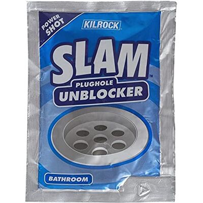 Kilrock SLAM Sink and Plughole Bathroom Drain Unblocker Multi-Pack x12 Dissolves Grease, Fat & Food For Smelly Drains Kilrock SLAM Sink and Plughole Bathroom Drain Unblocker Multi-Pack x12 Dissolves Grease, Fat & Food For Smelly Drains
