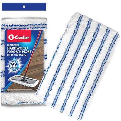 O-Cedar NA Hardwood Floor 'N More Microfiber Mop Refill, White, Blue O-Cedar NA Hardwood Floor 'N More Microfiber Mop Refill, White, Blue