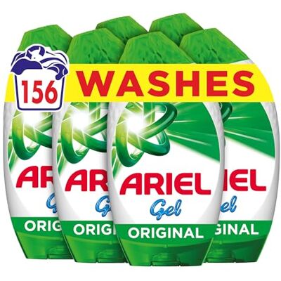 Ariel Washing Liquid Laundry Detergent Gel, 156 Washes (6 x 858 ml), Original, Brrrilliant Stain & Odour Removal From As Low As 15˚C Ariel Washing Liquid Laundry Detergent Gel, 156 Washes (6 x 858 ml), Original, Brrrilliant Stain & Odour Removal From As Low As 15˚C