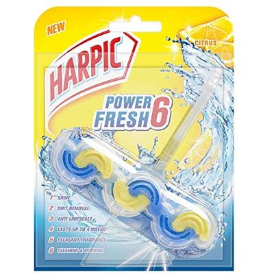 Harpic Power Fresh 6 Toilet Rim Block Citrus 39g Harpic Power Fresh 6 Toilet Rim Block Citrus 39g