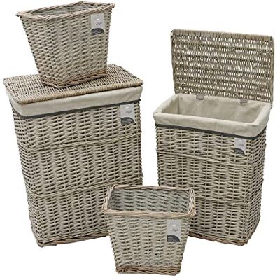 JVL Arianna Rectangular Willow Baskets, Set of 2 Laundry Baskets and 2 Waste Paper Bins JVL Arianna Rectangular Willow Baskets, Set of 2 Laundry Baskets and 2 Waste Paper Bins