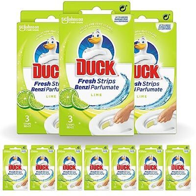 DUCK Toilet Fresh Strips Lime Pack of 10 (30 Strips) – Toilet Cleaner & Descaler, Long Lasting Fresh Fragrance, Helps Fight Stains & Germ Build-Up, Easy No-Mess Application DUCK Toilet Fresh Strips Lime Pack of 10 (30 Strips) – Toilet Cleaner & Descaler, Long Lasting Fresh Fragrance, Helps Fight Stains & Germ Build-Up, Easy No-Mess Application