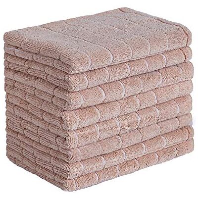 HYER KITCHEN Microfibre Tea Towels Soft, Super Absorbent and Lint Free Kitchen Towels Pack of 8 (Green with Grid), 26 x 18 Inches HYER KITCHEN Microfibre Tea Towels Soft, Super Absorbent and Lint Free Kitchen Towels Pack of 8 (Green with Grid), 26 x 18 Inches
