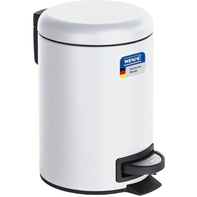 WENKO 22142100 Pedal bin Leman White Capacity: 3 l, Steel, 17 x 25 x 22.5 cm, White WENKO 22142100 Pedal bin Leman White Capacity: 3 l, Steel, 17 x 25 x 22.5 cm, White