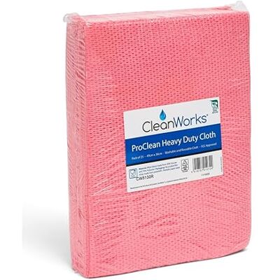 CleanWorks ProClean Heavy-Duty Cleaning Cloth Red, Highly Absorbent, High Durability, Reuseable, Machine Washable, HACCP and FCC compliant (Pack of 25) CleanWorks ProClean Heavy-Duty Cleaning Cloth Red, Highly Absorbent, High Durability, Reuseable, Machine Washable, HACCP and FCC compliant (Pack of 25)