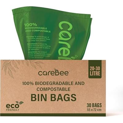 CareBee CareeBee Biodegradable Kitchen Bin Bags– 100% Compostable, Made from Corn Starch & PBAT– Eco-Friendly, Leak-proof, Tear-Resistant– Food Waste Bags for Home & Office (20-30L, 30 Bags) CareBee CareeBee Biodegradable Kitchen Bin Bags– 100% Compostable, Made from Corn Starch & PBAT– Eco-Friendly, Leak-proof, Tear-Resistant– Food Waste Bags for Home & Office (20-30L, 30 Bags)