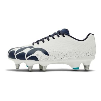 Canterbury Adult Unisex Stamped Ground Break Team Soft Ground Rugby Boot, White/Baltic Green, 11 Canterbury Adult Unisex Stamped Ground Break Team Soft Ground Rugby Boot, White/Baltic Green, 11